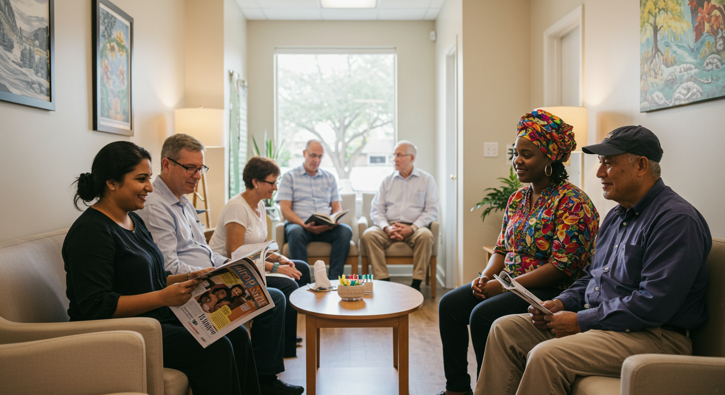 Patients in clinic waiting room